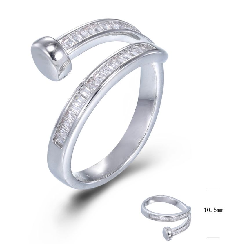 SJ80150, Ladies' Moissanite Ring, S925, Rhodium Plated, White, 2.87g