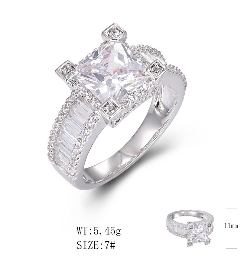 SJ49415, Ladies' Moissanite Ring, S925, Rhodium Plated, White, 5.59g