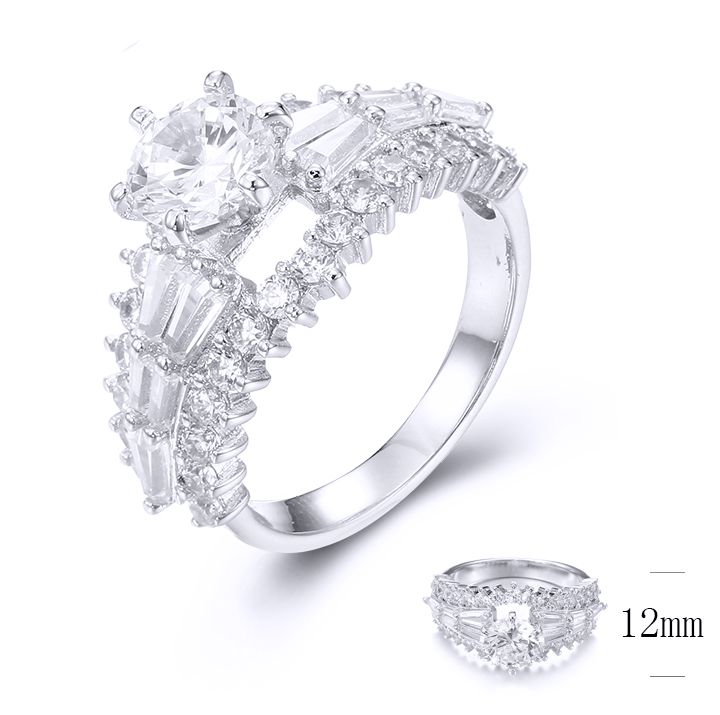 SJ33908, Ladies' Moissanite Ring, S925, Rhodium Plated, White, 4.62g