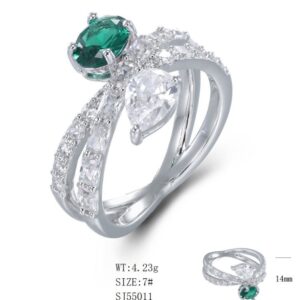 SJ55011, Ladies' Moissanite Ring, S925, Rhodium Plated, White, 4.43g