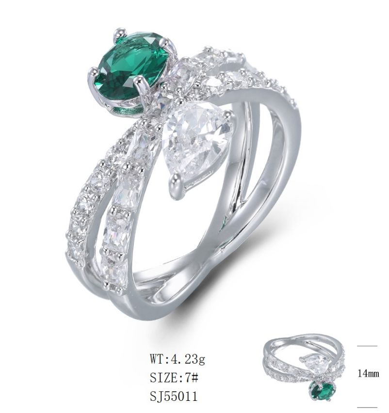 SJ55011, Ladies' Moissanite Ring, S925, Rhodium Plated, White, 4.43g