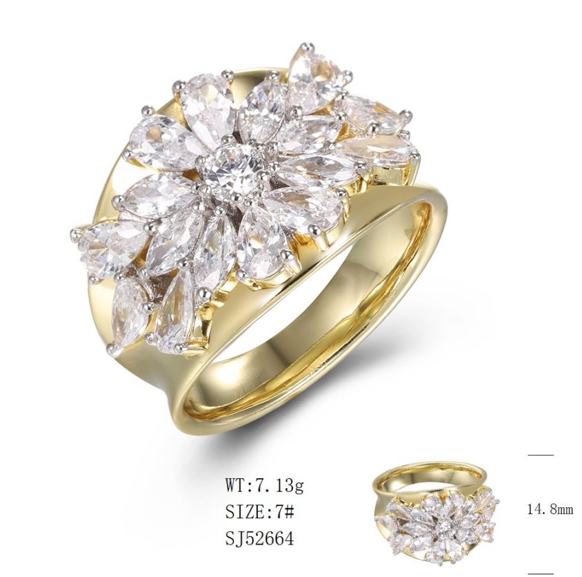 SJ52664, Ladies' Moissanite Ring, S925, Rhodium Plated, White, 7.69g