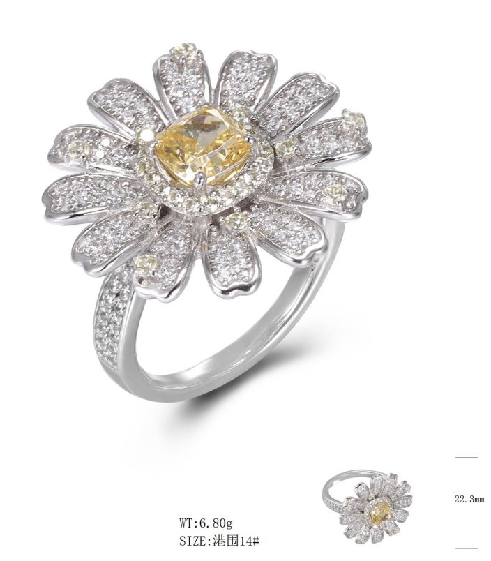 JR00515, Ladies' Moissanite Ring, S925, Rhodium Plated, White, 6.94g