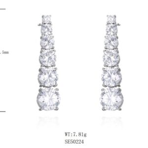 SE50224, Ladies' Moissanite Ring, S925, Rhodium Plated, White, 7.8g