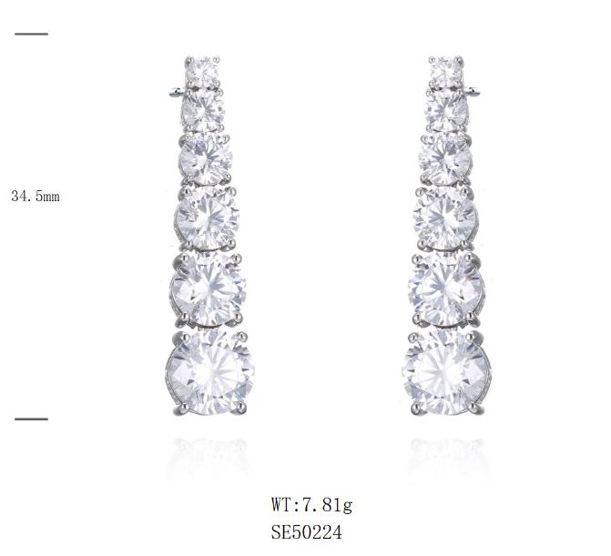 SE50224, Ladies' Moissanite Ring, S925, Rhodium Plated, White, 7.8g