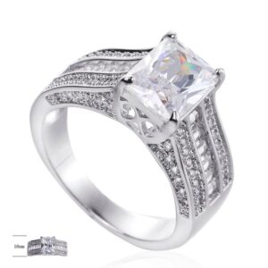 SJ23515, Ladies' Moissanite Ring, S925, Rhodium Plated, White, 5.84g