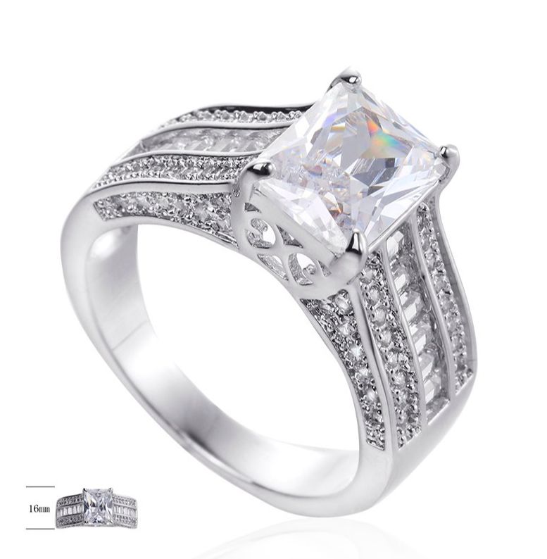 SJ23515, Ladies' Moissanite Ring, S925, Rhodium Plated, White, 5.84g