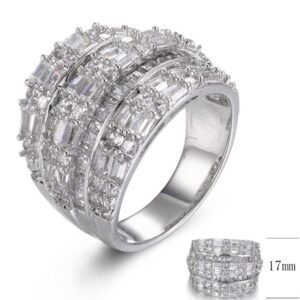 SJ29501, Ladies' Moissanite Ring, S925, Rhodium Plated, White, 8.33g