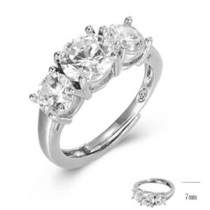 SJ42800, Ladies' Moissanite Ring, S925, Rhodium Plated, White, 3.25g