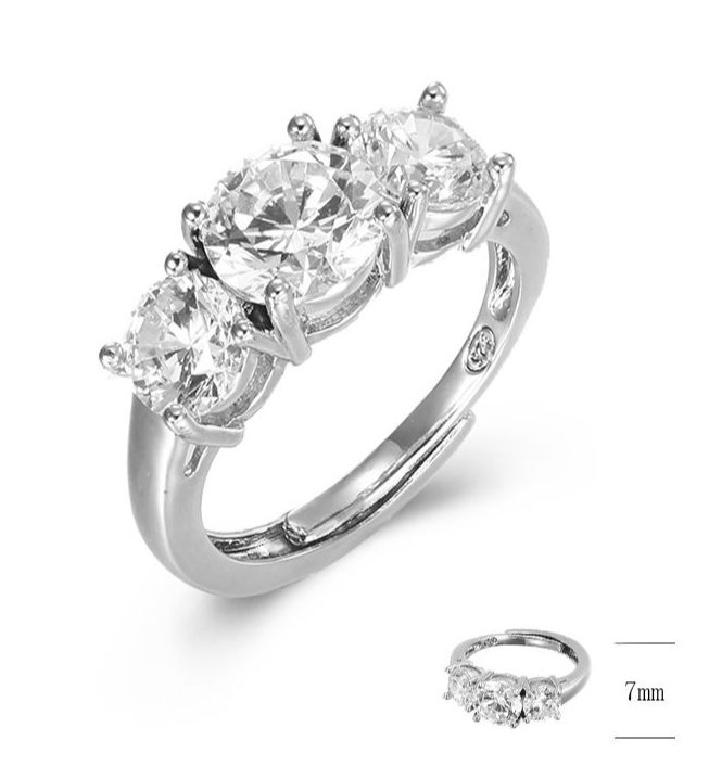 SJ42800, Ladies' Moissanite Ring, S925, Rhodium Plated, White, 3.25g