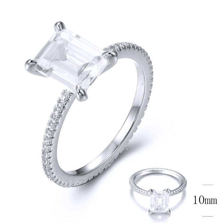 SJ36307, Ladies' Moissanite Ring, S925, Rhodium Plated, White, 2.72g