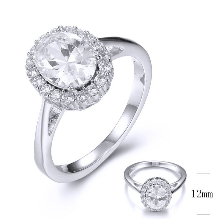 SJ36413, Ladies' Moissanite Ring, S925, Rhodium Plated, White, 3.39g