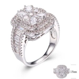 SJ25734, Ladies' Moissanite Ring, S925, Rhodium Plated, White, 7.22g