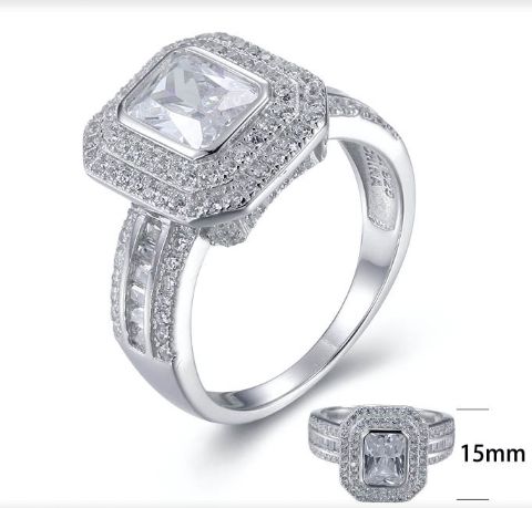 SJ27052, Ladies' Moissanite Ring, S925, Rhodium Plated, White, 6.26g