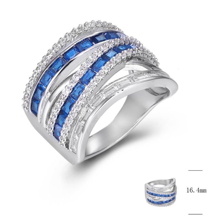 SJ47539, Ladies' Moissanite Ring, S925, Rhodium Plated, White, 7.05g