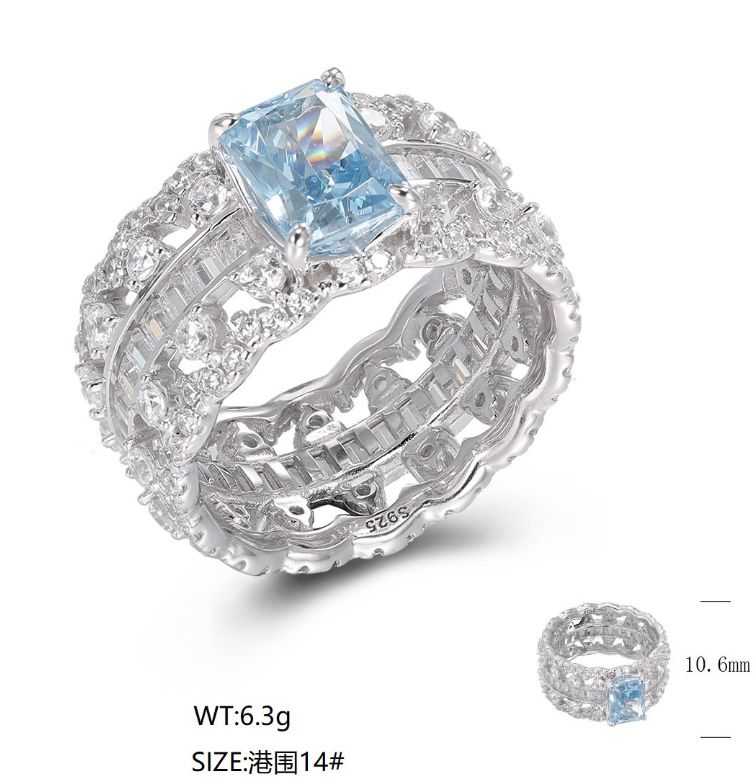 JR00491, Ladies' Moissanite Ring, S925, Rhodium Plated, White, 6.11g