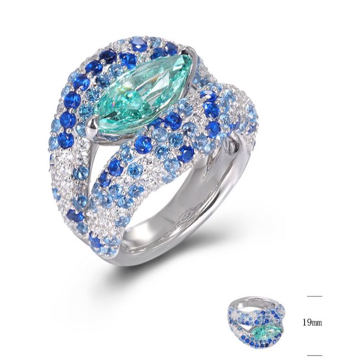 BGR01542, Ladies' Moissanite Ring, S925, Rhodium Plated, White, 12.33g