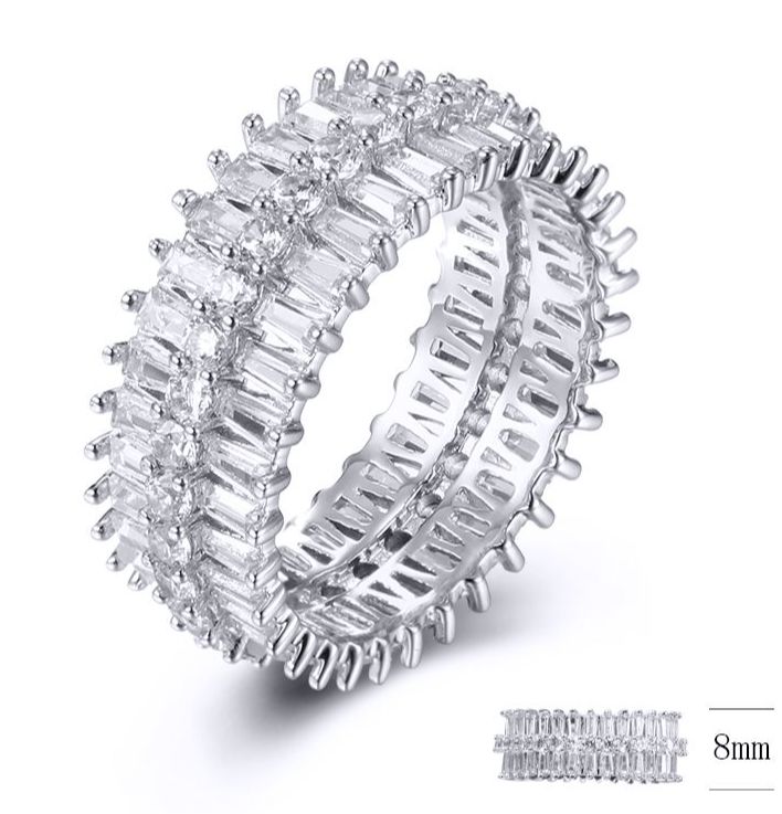 SJ33170, Ladies' Moissanite Ring, S925, Rhodium Plated, White, 4.04g