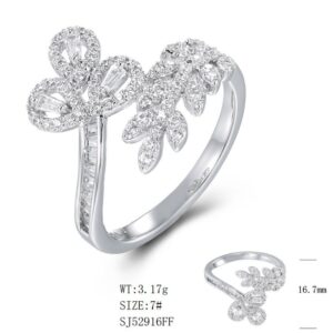 SJ52916, Ladies' Moissanite Ring, S925, Rhodium Plated, White, 3.01g