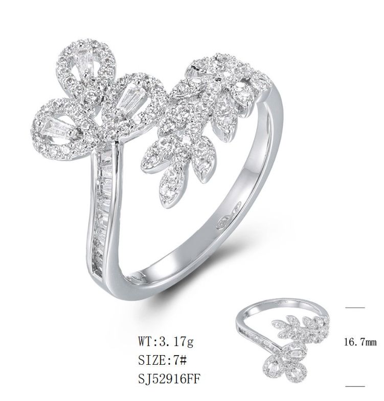 SJ52916, Ladies' Moissanite Ring, S925, Rhodium Plated, White, 3.01g