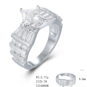 SJ54066, Ladies' Moissanite Ring, S925, Rhodium Plated, White, 5.77g