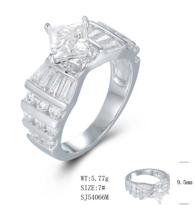 SJ54066, Ladies' Moissanite Ring, S925, Rhodium Plated, White, 5.77g