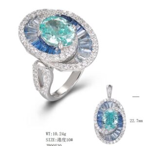 JR00530, Ladies' Moissanite Ring, S925, Rhodium Plated, White, 10.38g