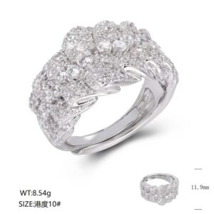 JR00528, Ladies' Moissanite Ring, S925, Rhodium Plated, White, 8.89g