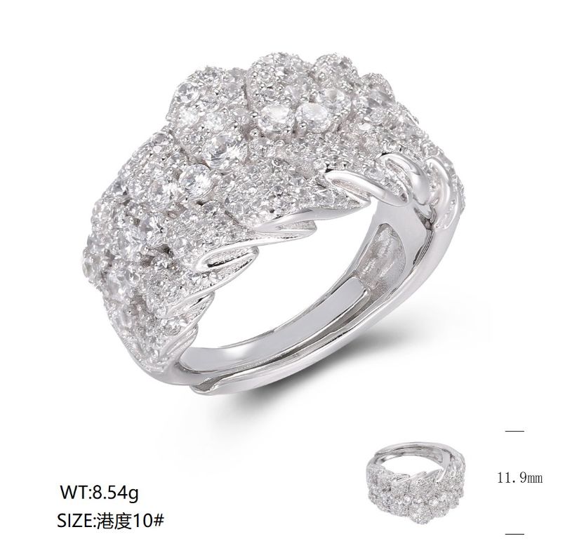 JR00528, Ladies' Moissanite Ring, S925, Rhodium Plated, White, 8.89g