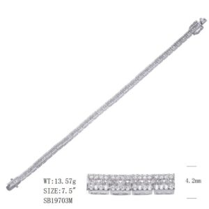 SB19703, Ladies' Moissanite Ring, S925, Rhodium Plated, White, 12.6g
