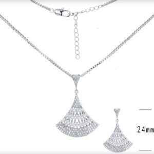SN05375, Ladies' Moissanite Necklace, S925, Rhodium Plated, White, 5.12g