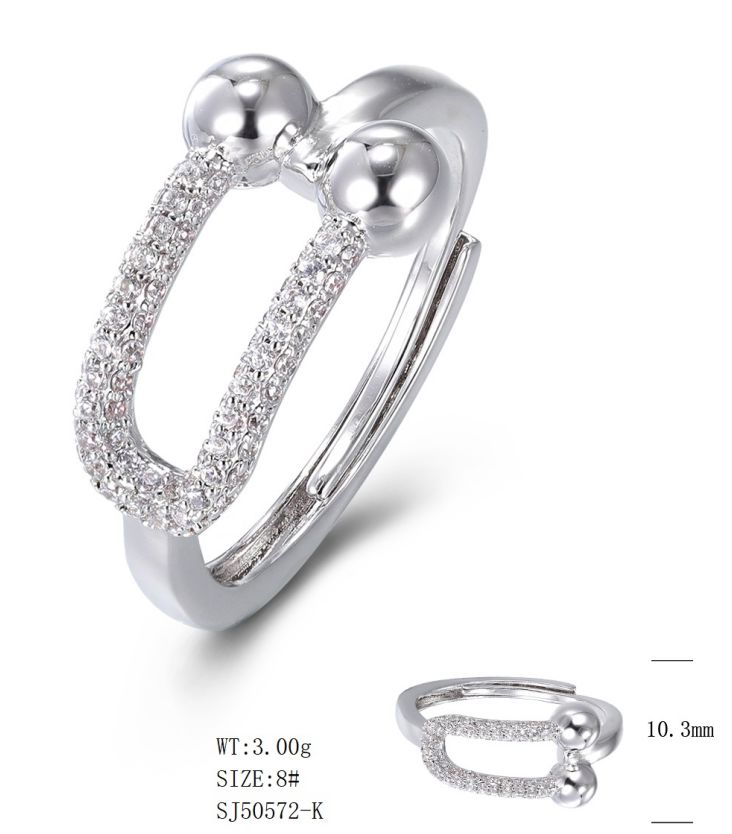 SJ50572, Ladies' Moissanite Ring, S925, Rhodium Plated, White, 3.33g