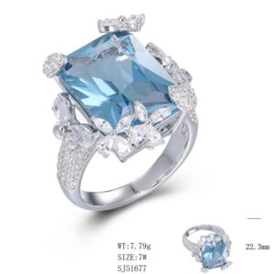 SJ51677, Ladies' Moissanite Ring, S925, Rhodium Plated, White, 9.41g