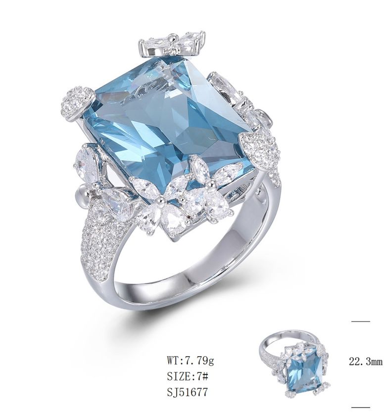 SJ51677, Ladies' Moissanite Ring, S925, Rhodium Plated, White, 9.41g