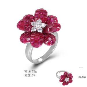 SJ49896, Ladies' Moissanite Ring, S925, Rhodium Plated, White, 7.3g