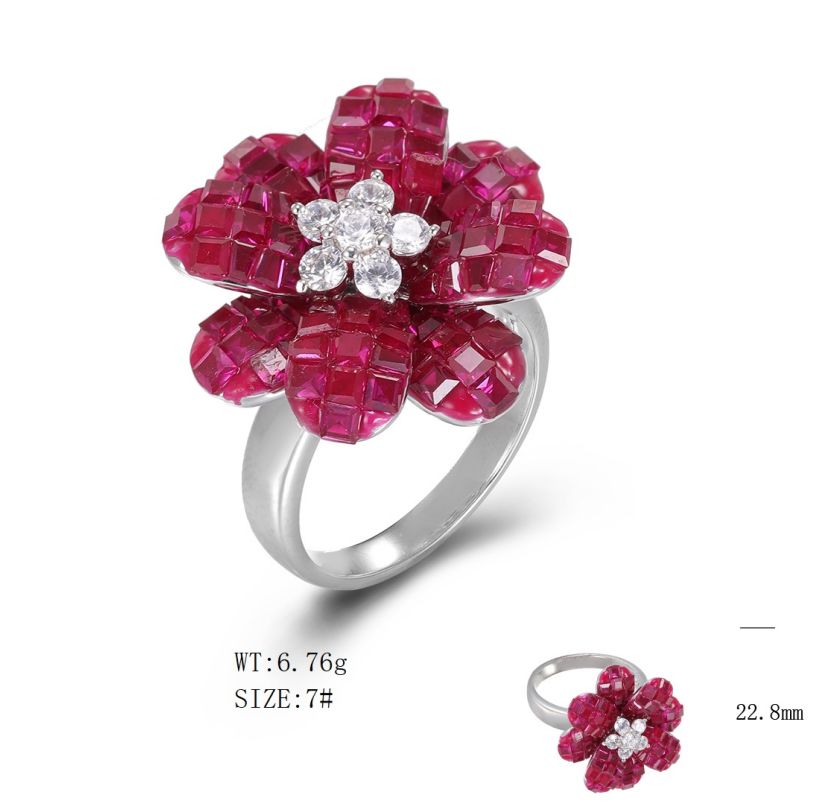 SJ49896, Ladies' Moissanite Ring, S925, Rhodium Plated, White, 7.3g