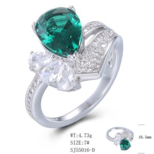SJ55016, Ladies' Moissanite Ring, S925, Rhodium Plated, White, 4.62g