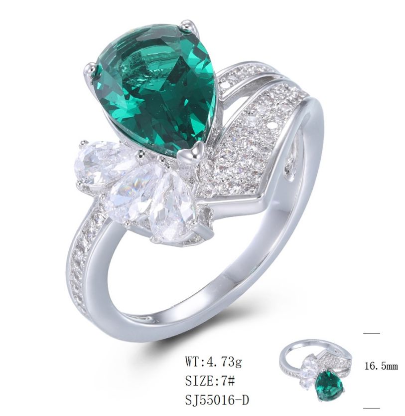 SJ55016, Ladies' Moissanite Ring, S925, Rhodium Plated, White, 4.62g
