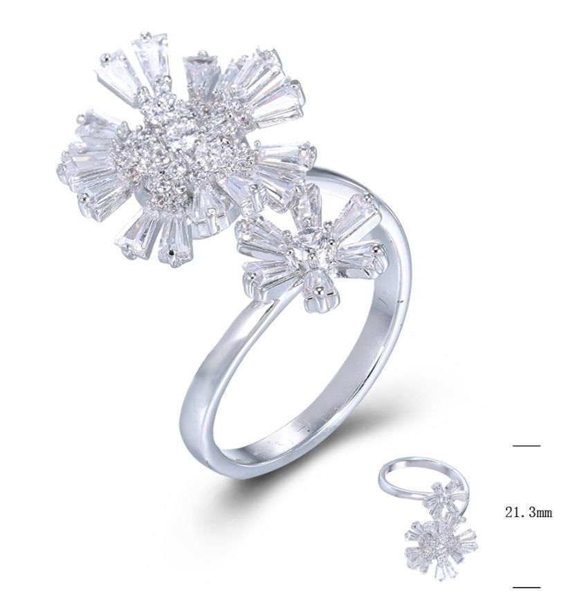 SJ80178, Ladies' Moissanite Ring, S925, Rhodium Plated, White, 3.64g