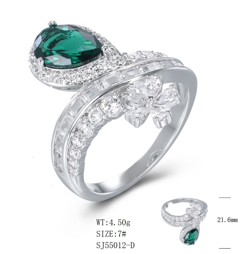 SJ55012, Ladies' Moissanite Ring, S925, Rhodium Plated, White, 4.66g
