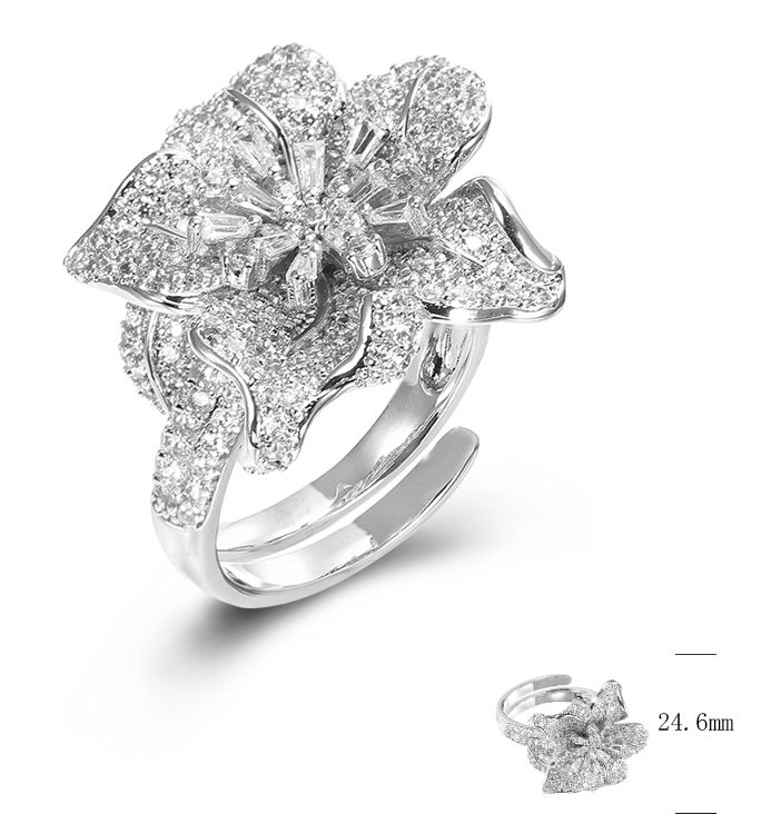 SJ46624, Ladies' Moissanite Ring, S925, Rhodium Plated, White, 8.69g