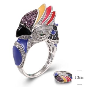 SJ35175-C, Ladies' Moissanite Ring, S925, Rhodium + Black Rhodium Plated, White, 9.46g