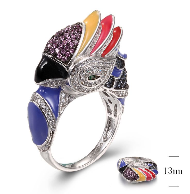 SJ35175-C, Ladies' Moissanite Ring, S925, Rhodium + Black Rhodium Plated, White, 9.46g