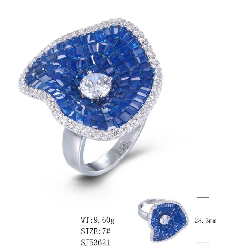 SJ53621, Ladies' Moissanite Ring, S925, Rhodium Plated, White, 9.22g