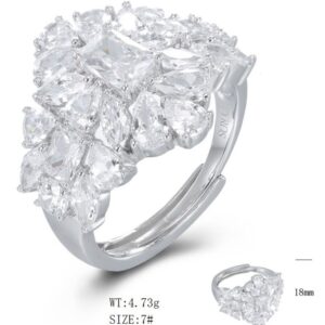 SJ54864, Ladies' Moissanite Ring, S925, Rhodium Plated, White, 4.87g