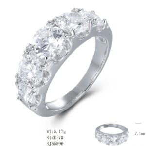 SJ55596, Ladies' Moissanite Ring, S925, Rhodium Plated, White, 5.74g