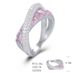 SJ53433, Ladies' Moissanite Ring, S925, Rhodium Plated, White, 6.49g