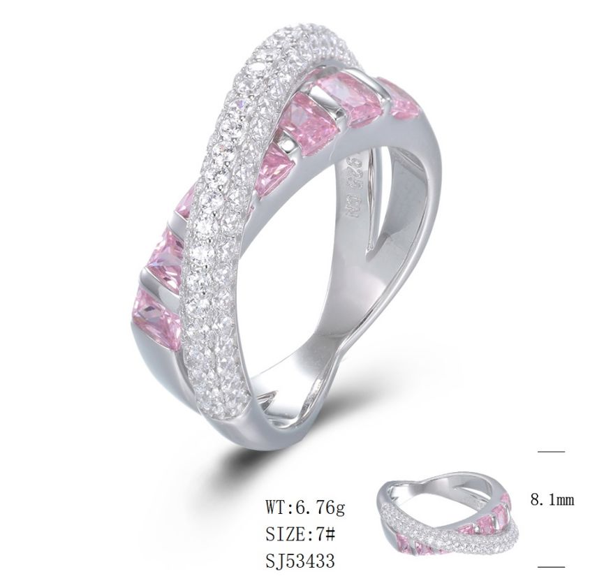 SJ53433, Ladies' Moissanite Ring, S925, Rhodium Plated, White, 6.49g