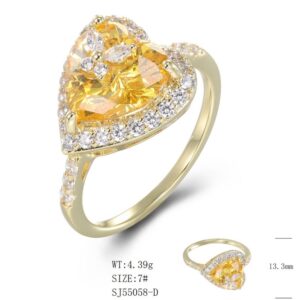 SJ55058, Ladies' Moissanite Ring, S925, Rhodium Plated, White, 4.65g