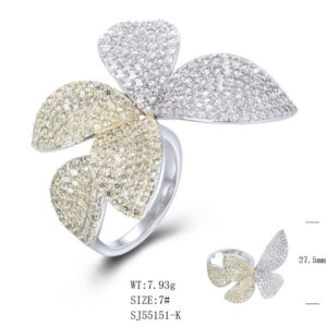 SJ55151, Ladies' Moissanite Ring, S925, Rhodium Plated, White, 7.59g